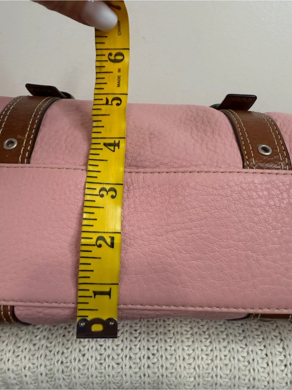 Coach Women's Chelsea Pink Leather Shoulder Bag Brown Strap Accents K0782-F10887